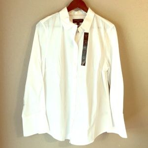 White button up with bell cuffs.